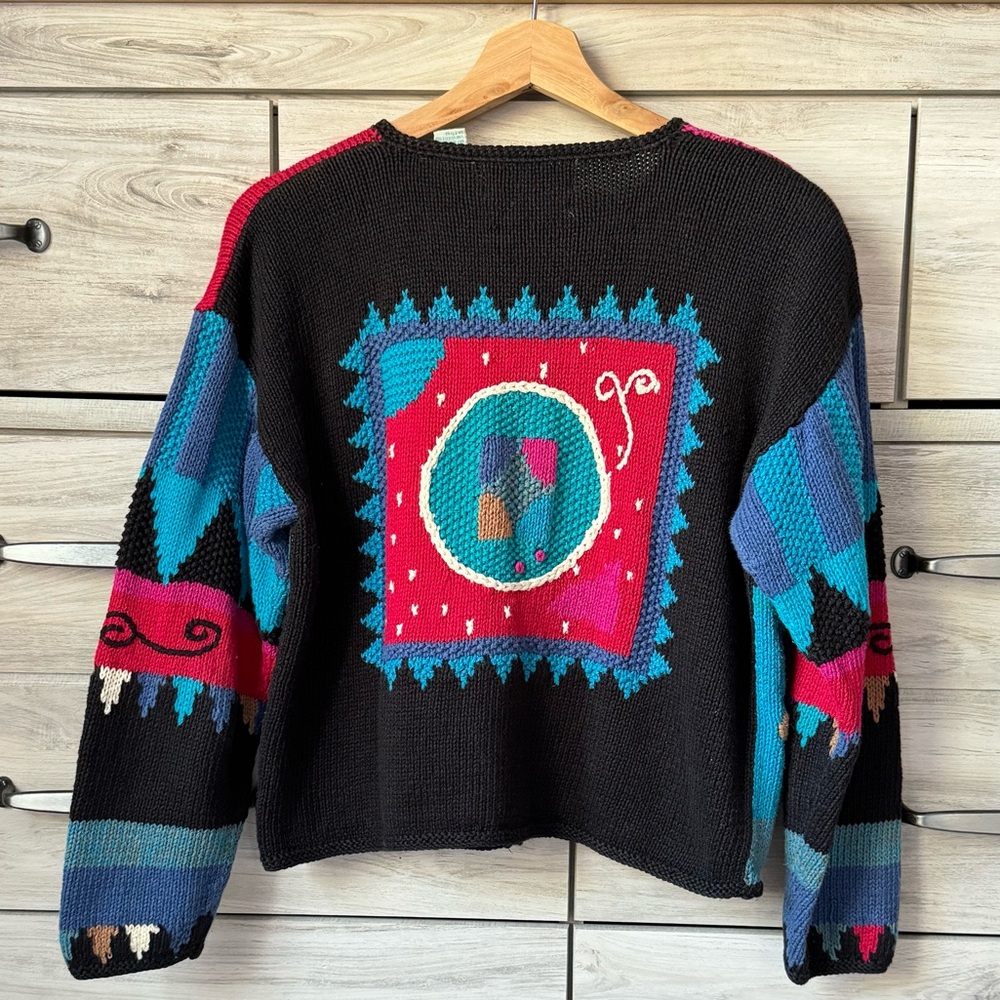 Colorful Animal Motif Button-Front Cardigan Sweater - Multicolor - Picture 2 of 9